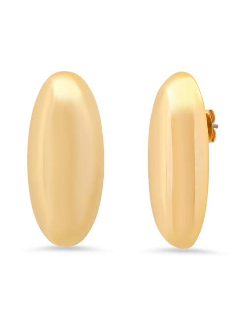 Elongated Oval Gold Earrings