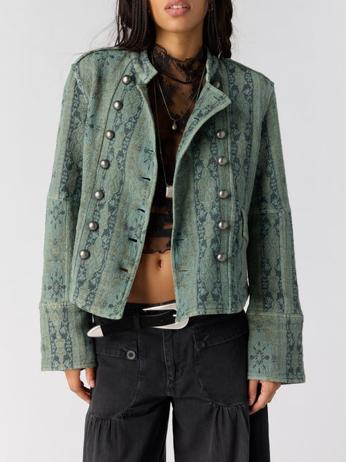 Lotty Jacquard Jacket in Steel Sea