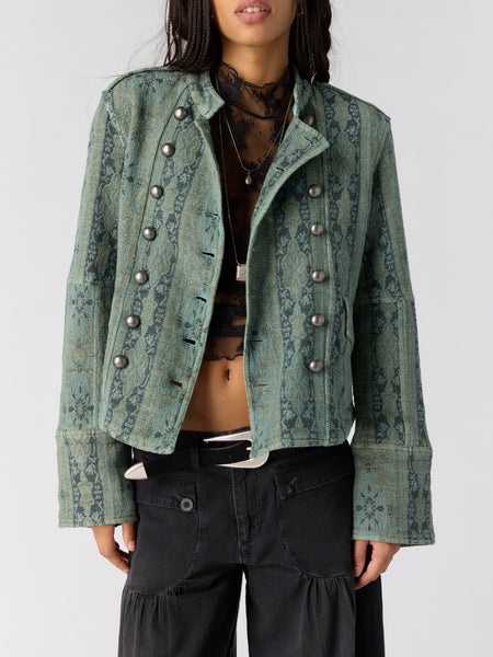 Lotty Jacquard Jacket in Steel Sea