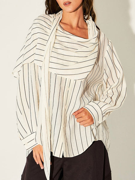 Darling Drape Top in White & Brown