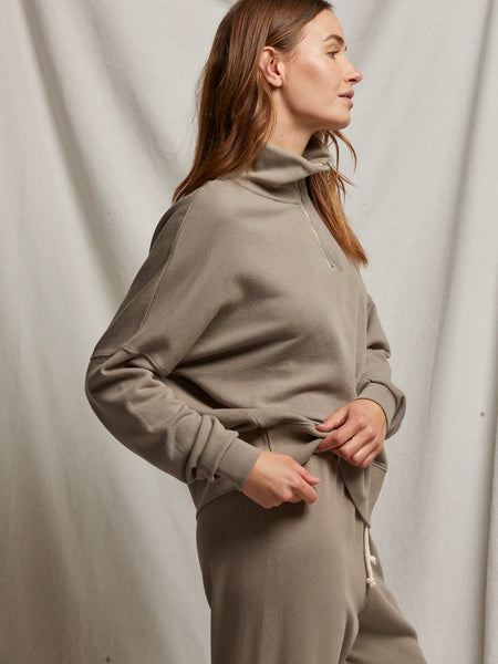 Maren French Terry Half Zip in Mushroom