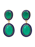 Elaine Drop Earrings in Navy & Green