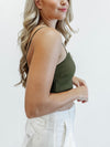 Bandage Column Crop Top in Olive