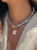 Cercey Stone Charm Necklace in Blue