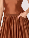Ovina Dress in Spice Brown