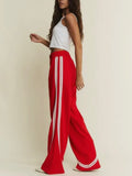 Sideline Wide Leg Track Pant in Red