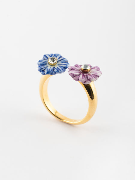 Blue Aster Flower Strass Stud Earrings