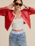 Faux To Go Leather Jacket in Red