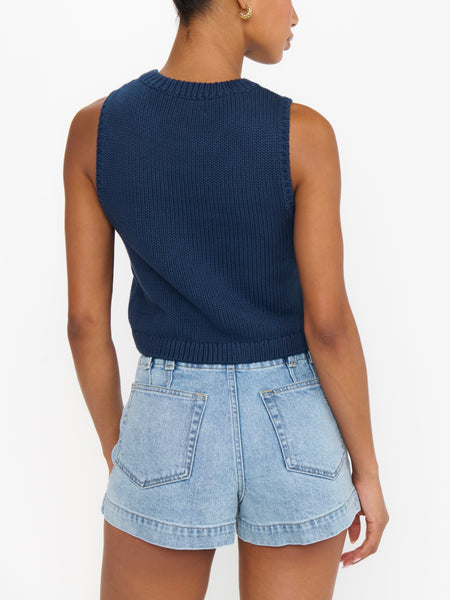 Milo Tank in Navy Flag Knit