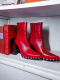 Walton Studded Boot in Red & Silver