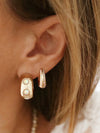 Chunky Stone Hoops in White Opal