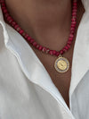 Watercolor Prayer Warrior Necklace in Berry