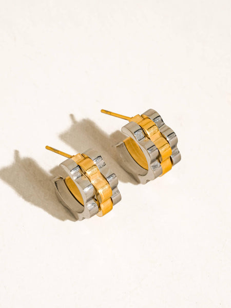 Paige Two-Tone Ribbed Hoops