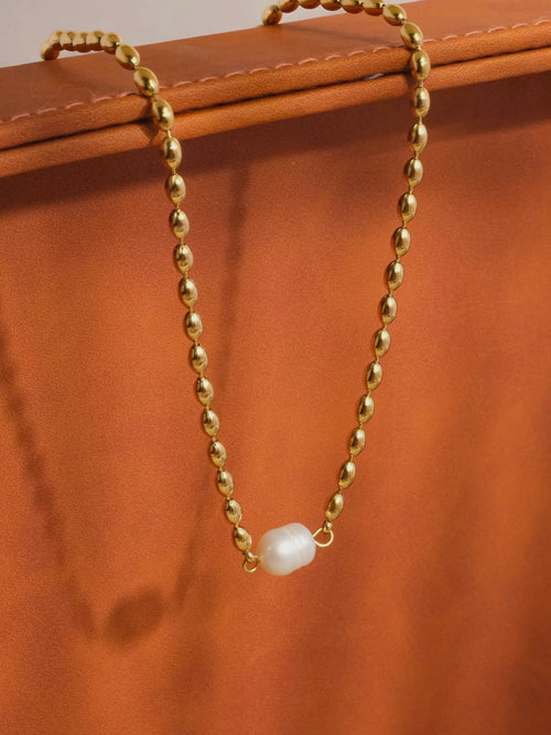 Vigne Pearl & Ball Chain Necklace