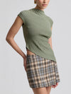 Radial Rib Asymmetrical Top in Olive