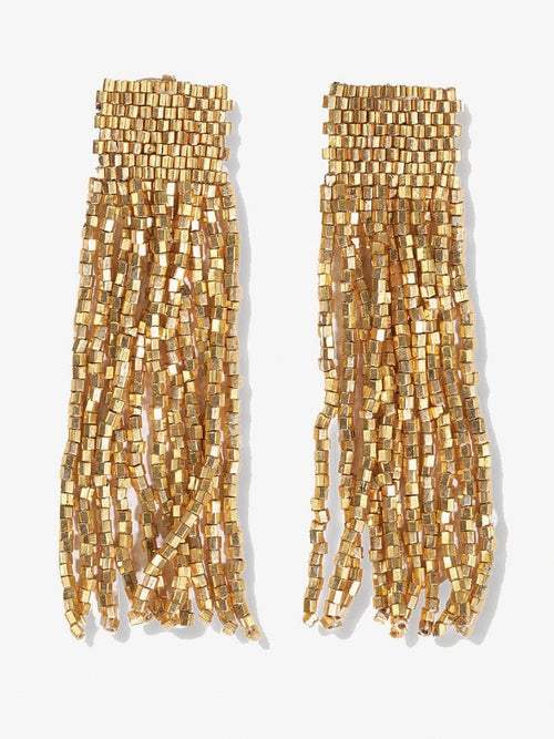Marilyn Beaded Fringe Earrings in Gold