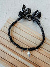 Bandana Braided Necklace in Black & Pearl