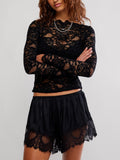 Raising Eyebrows Lace Top in Black