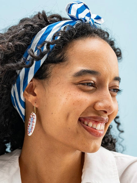 Danielle Ceramic Earring in Plaid Fish