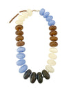 Carissa Chunky Beaded Necklace in Light Blue & Brown