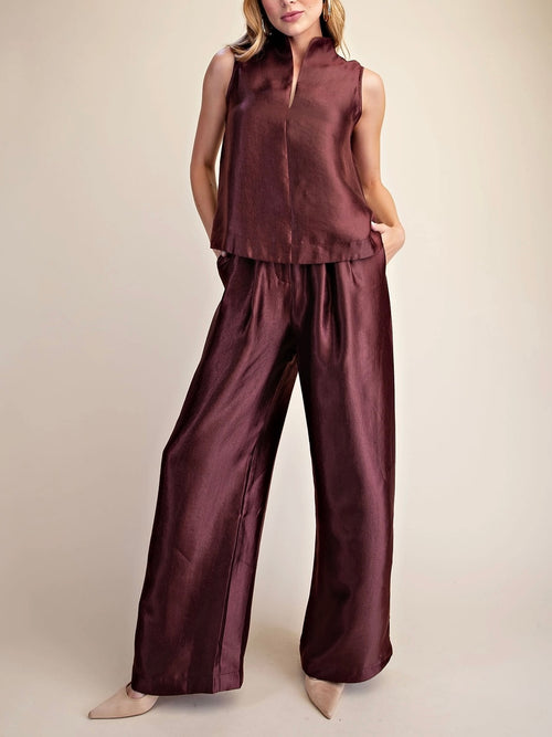 Pedal To The Metal(lic) Pant in Burgundy
