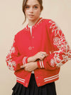 Earn Your Pearls Varsity Jacket in Red