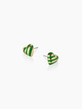 Campbell Enamel Heart Studs in Green
