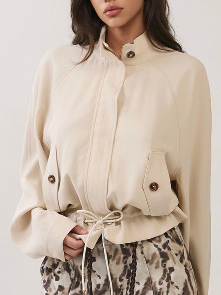 Draw-Strung Out Jacket in Cream