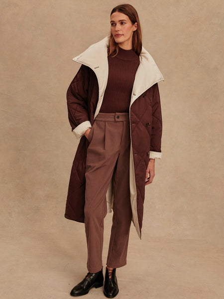 Annalise Reversible Wrap Coat in Deep Mahogany