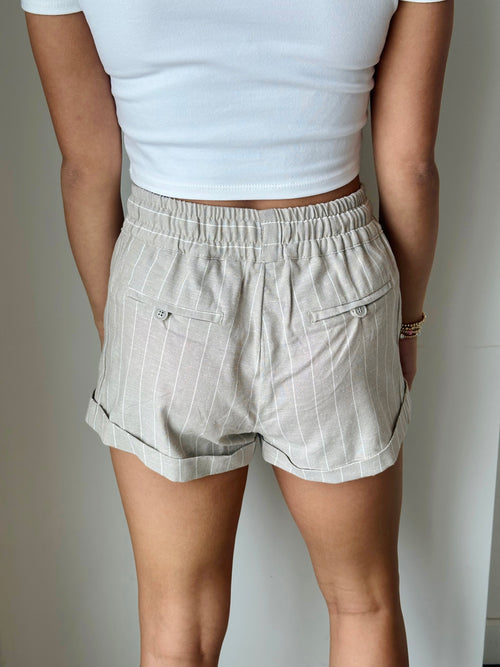 Lines of Linen Short in Beige