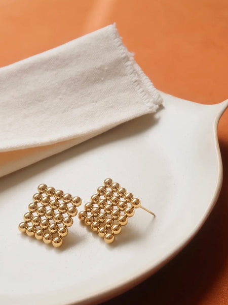 Therese Beaded Square Studs