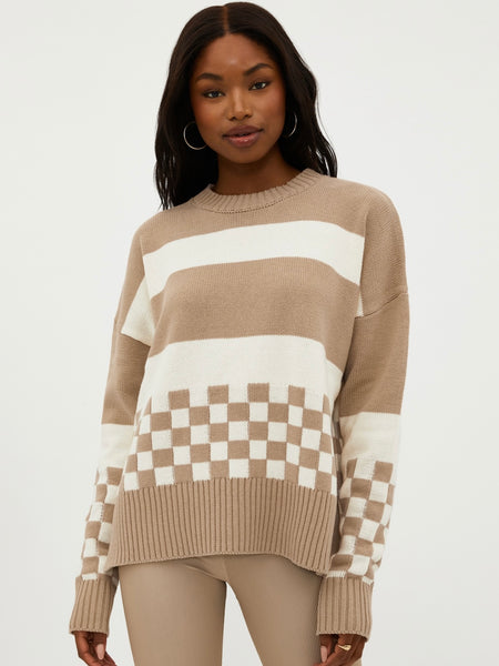 Callie Sweater in Taupe Check