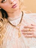 Beaded Carabiner Necklace in Tiger's Eye