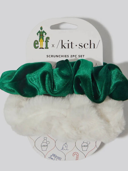 Elf x Kitsch Scrunchies 2pc in White & Green