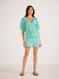Lucie Puff Sleeve Blouse in Mint
