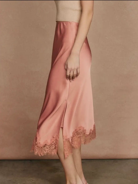 Long Live Lace Pencil Skirt in Blush