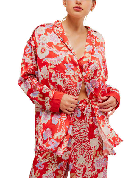 Dreamy Days Pajama Set in Flame Red Combo