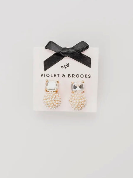 Blair Pearl Post Earrings in Crystal