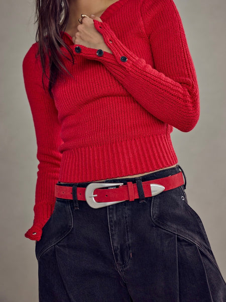 Cannon Suede Belt in Salsa
