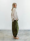 Piped Balloon Pants in Olive