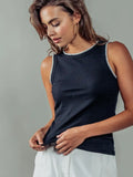 Make It Easy Crochet Trim Tank in Black