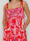 Tropic-tini Printed Dress in Red & Pink