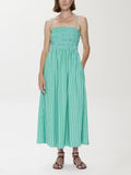 Bianca Smocked Dress in Blue Green Stripe