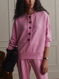 Reena Button Front Sweat in Moonlite Mauve