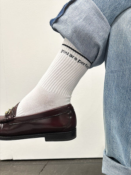 You Are Perfect Socks in White