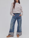 Palm Springs Striped Pullover in Washed Blue Combo