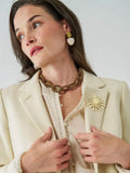 Jenna Chain Link Beaded Necklace in Gold