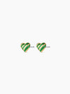 Campbell Enamel Heart Studs in Green