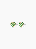 Campbell Enamel Heart Studs in Green