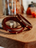 Tara Beaded Bangle in Dark Wood